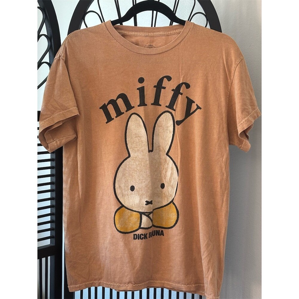 Miffy Dick Bruna Graphic T-Shirt Womens Size S Beige Crew Neck Short